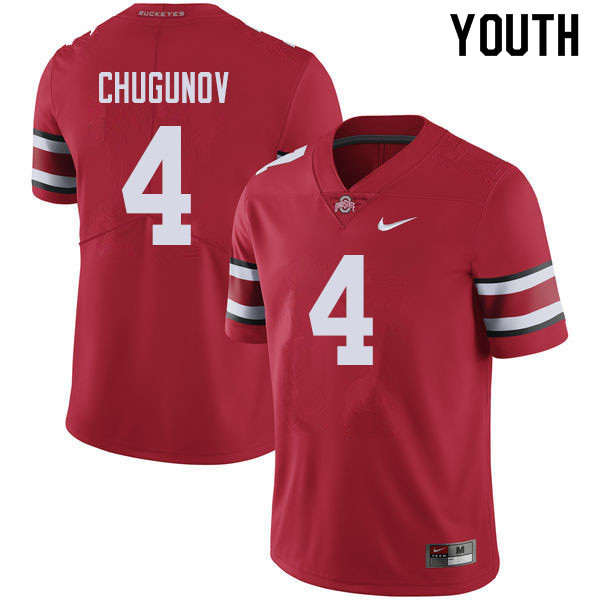 Ohio State Buckeyes Chris Chugunov Youth #4 Red Authentic Stitched College Football Jersey